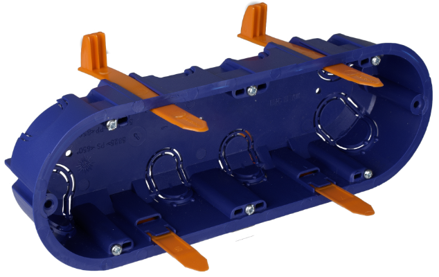 Caja de mecanismos de empotrar en tabique hueco. Para 3 elementos. Sistema de fijación mediante bridas. 5825GW Solera