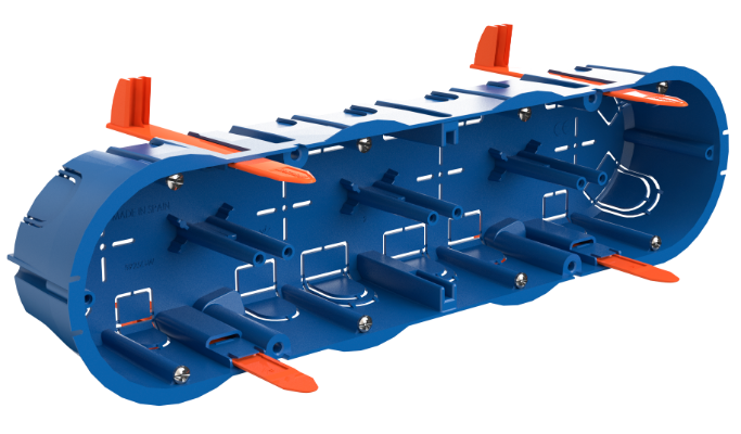 Caja de mecanismos de empotrar en tabique hueco. Para 4 elementos. 5925GW Solera
